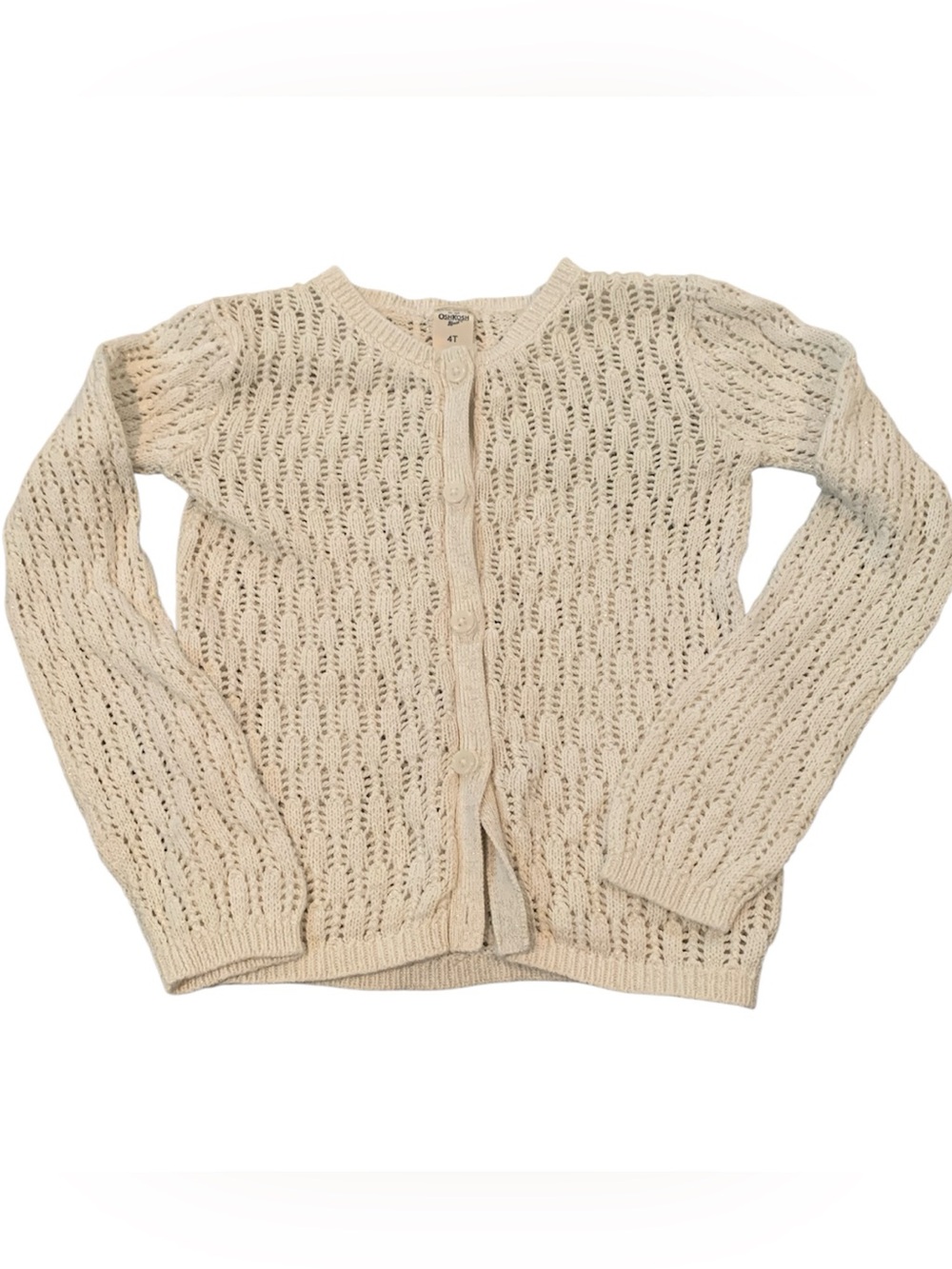 OshKosh B'gosh Cream Open-Knit Button Cardigan